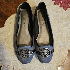 Christian Siriano Gray Flats with Black Details